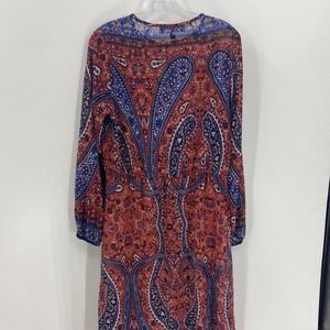 Fair Child Women's Medium Red Paisley Maxi‎ Dress Western Boho Indie Semi Sheer